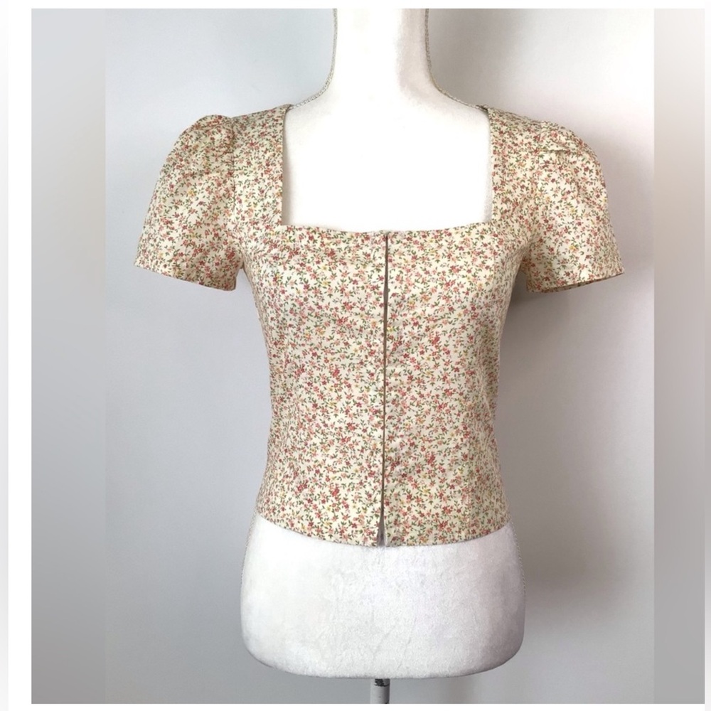 Barneys New York Floral Shirt Top Blouse Corset